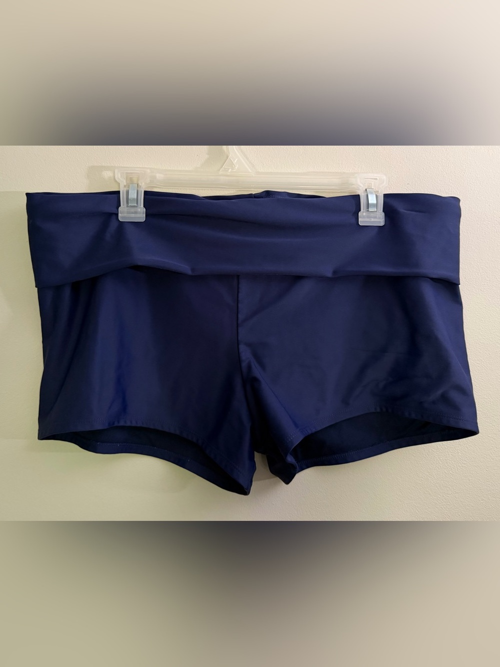 ⭐️2/$12 1X Kona Sol Navy Blue Foldover Waist Boyshort Swim Bikini Bottoms EUC